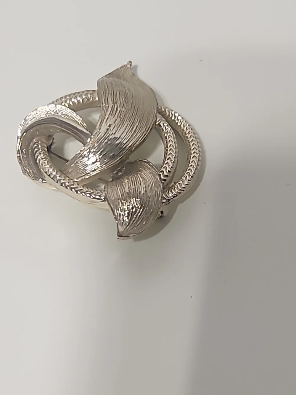 Polished Silver-Tone Sculpted Leaf Brooch - Women Jewelry